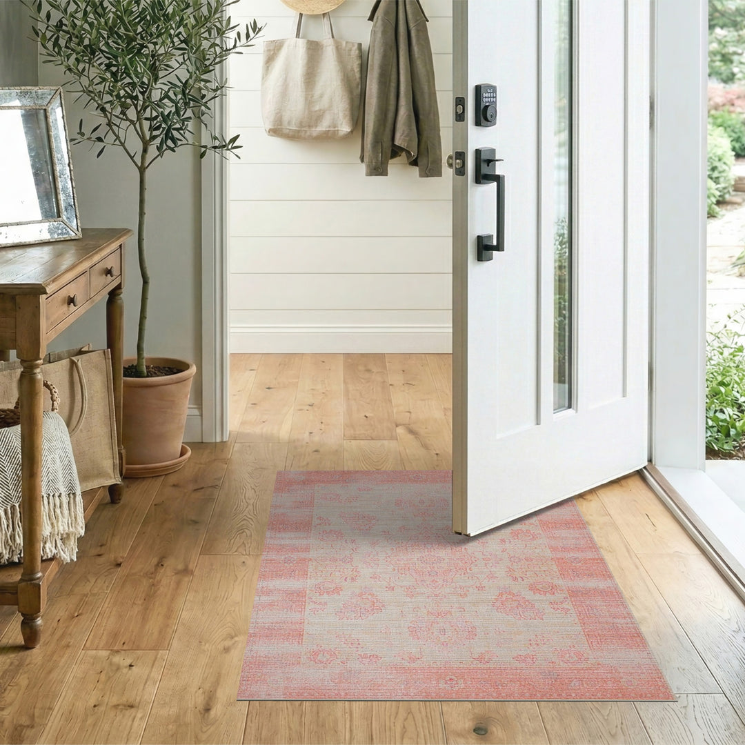 Distressed Vintage Blush Pink Distressed Vintage Area Rug