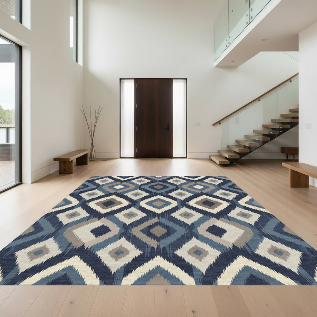 Woven Diamond Indigo Tapestry Rug
