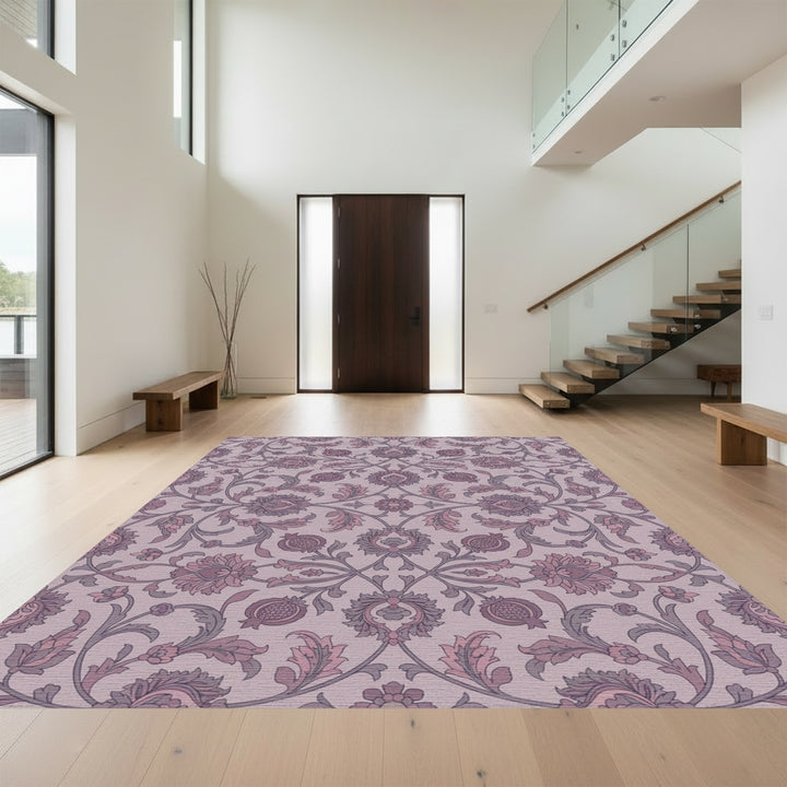 Dusty Rose Floral Pomegranate Medallion Rug