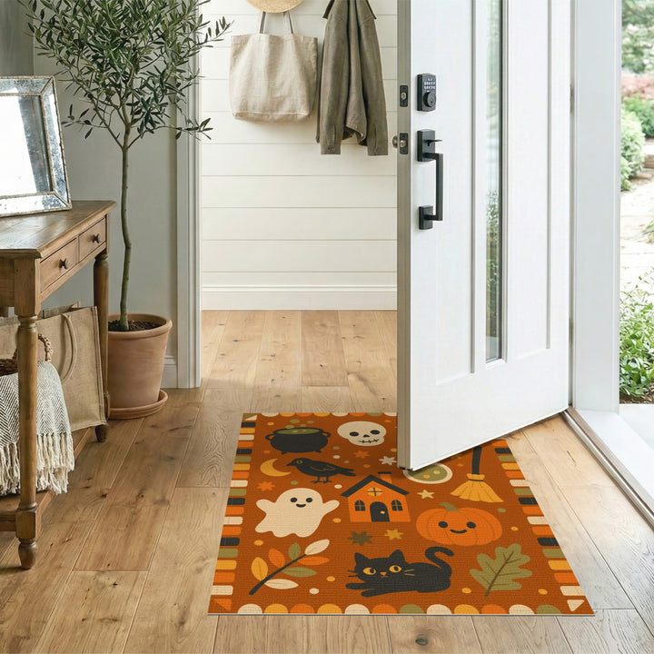 Cute Halloween Orange Kids Cartoon Area Rug