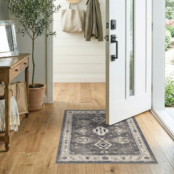 Grey Distressed Tribal Area Rug