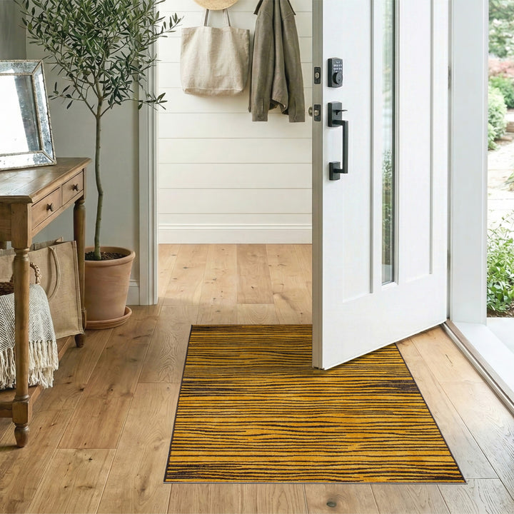 Yellow Wave Stripe Area Rug