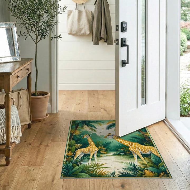 Jungle Giraffes Kids Cartoon Area Rug