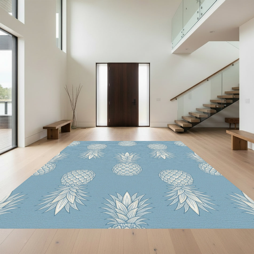 Pale Blue Pineapple Repeat Rug