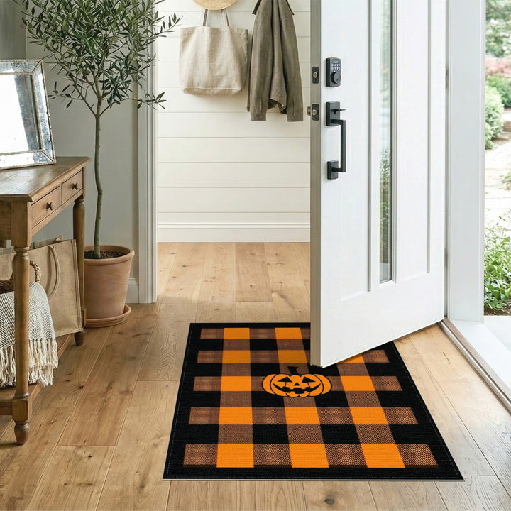 Orange Buffalo Check Pumpkin Area Rug
