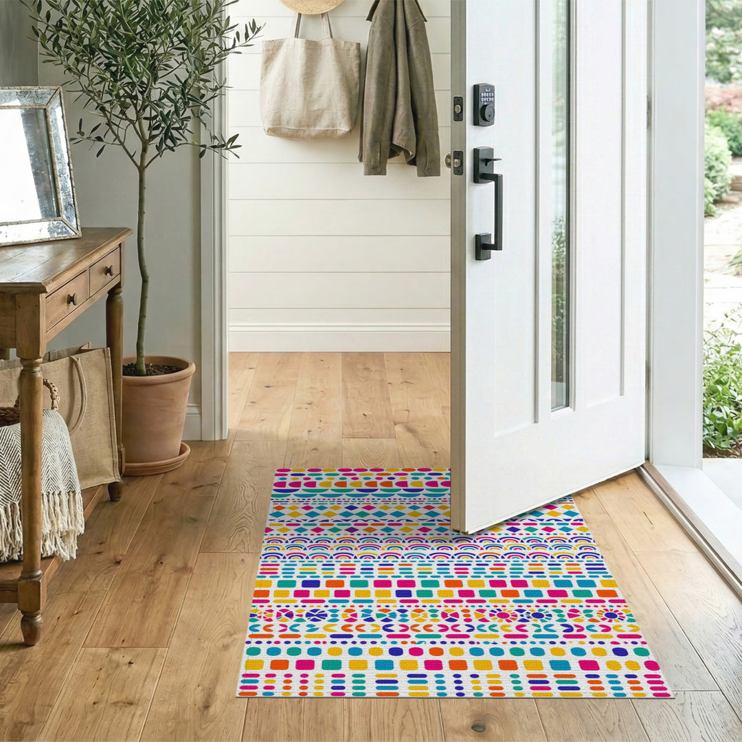 Vibrant Rainbow Geometric Multi-color and Patterns Area Rug