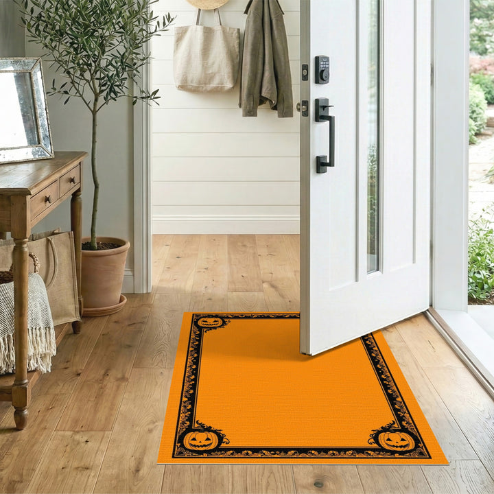 Orange Halloween Pumpkin Washable Area Rug