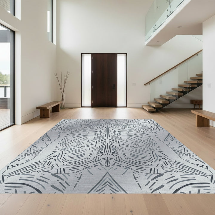 Cool Gray Abstract Tribal StrokesRug Rug