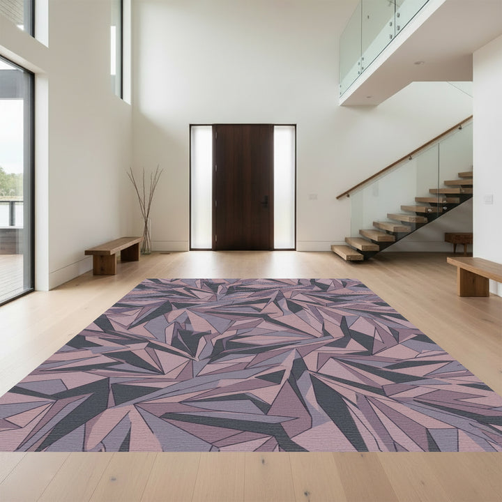 Mauve Crystal Facet Abstract Art Rug