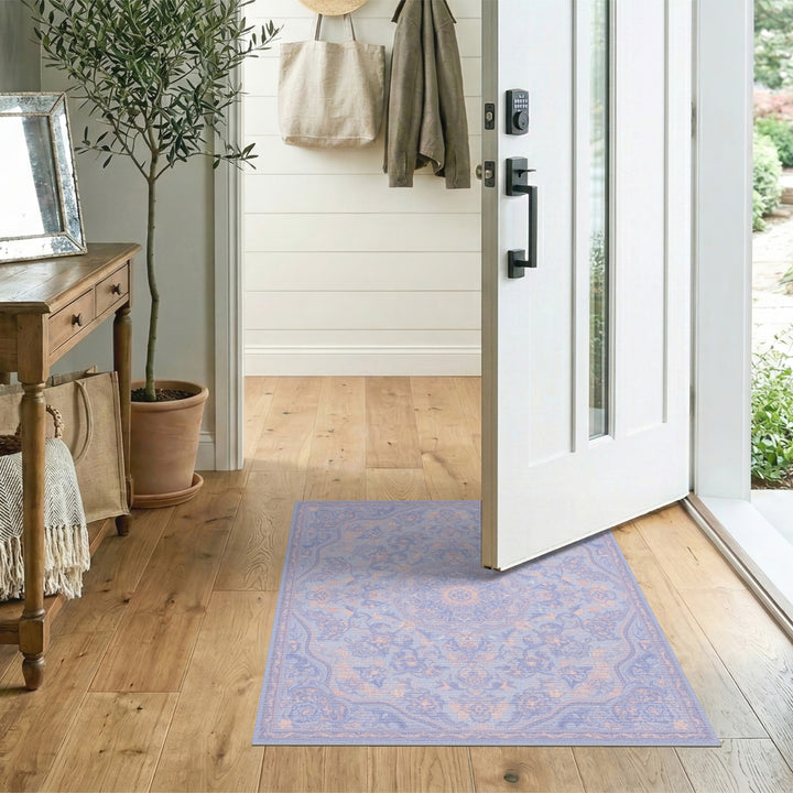 Light Blue Floral Persian Area Rug