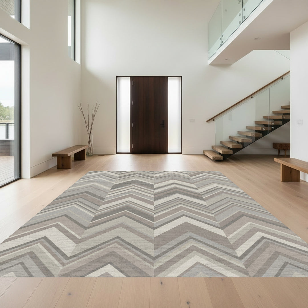 Neutral Tone Chevron Stripe Rug