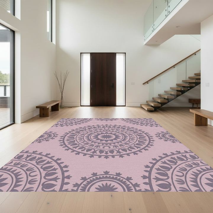 Ornate Lavender Mandala Medallion Rug