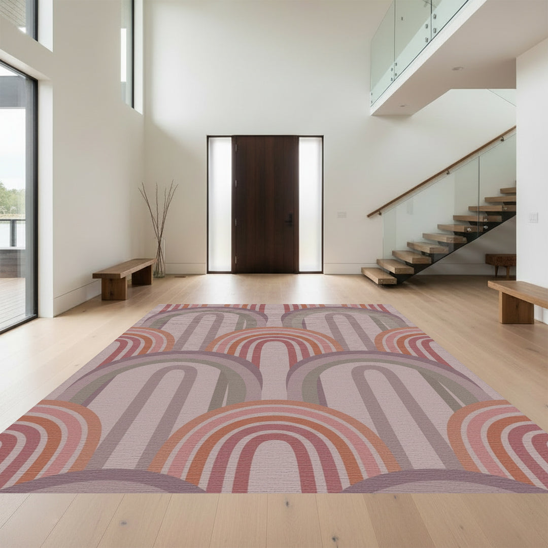 Mauve and Orange Archway Rainbow Rug