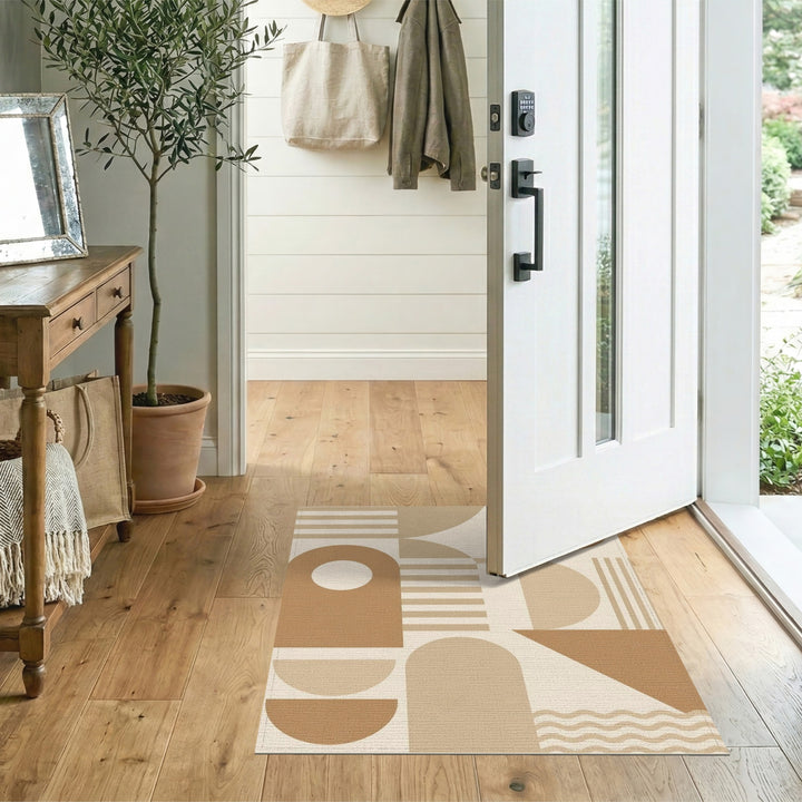 Geometric Modern Brown Tan Geometric Area Rug