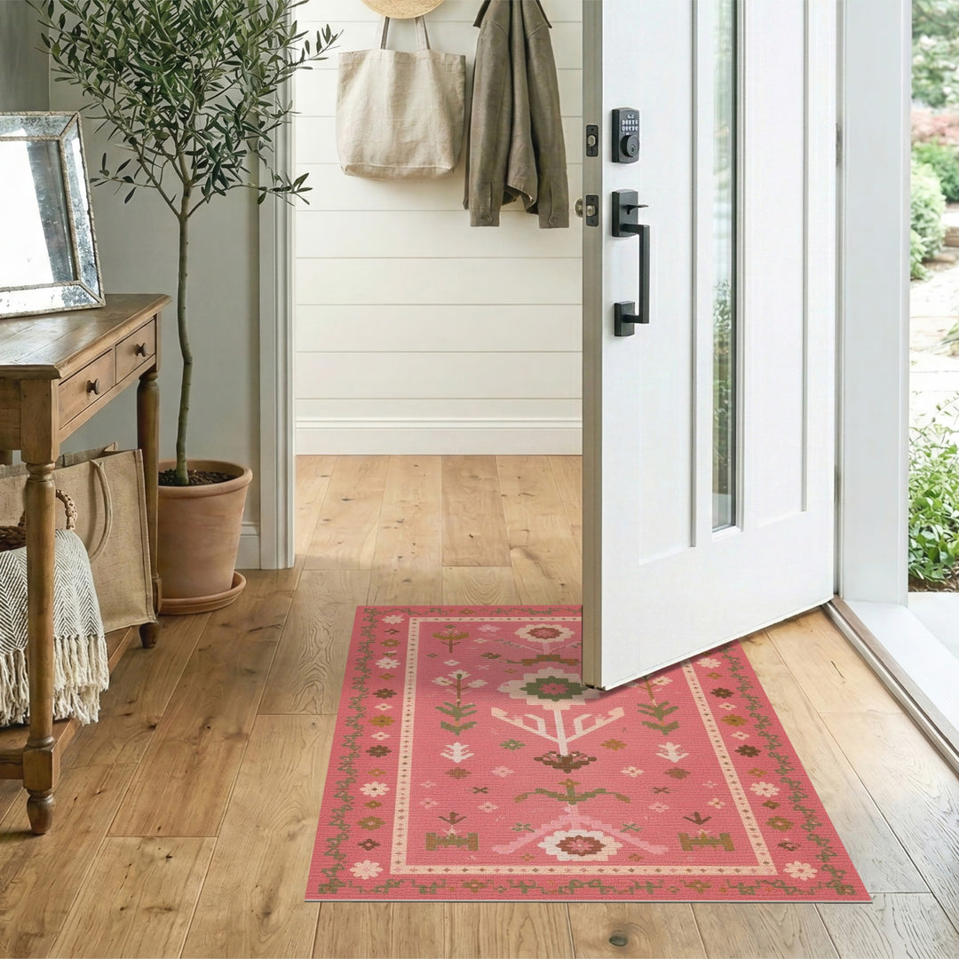 Pink Floral Heritage Area Rug