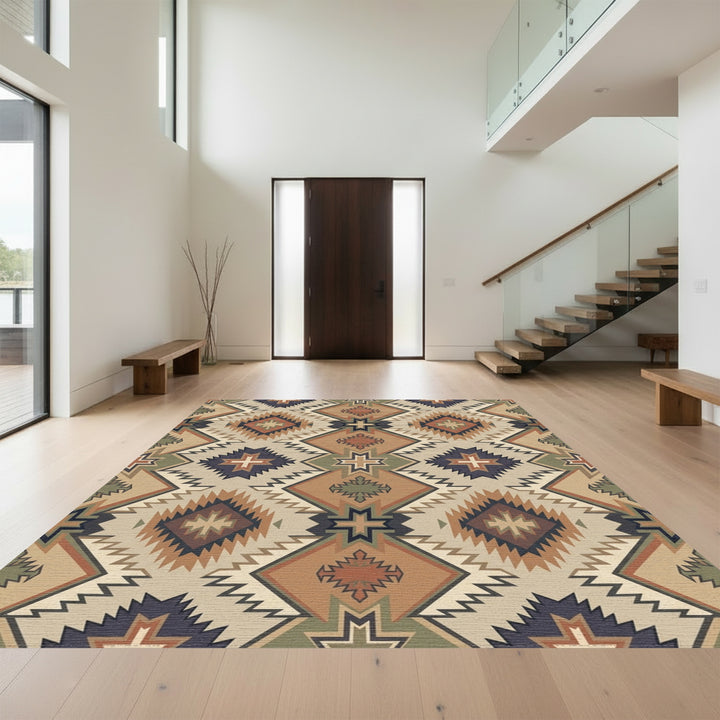 Earthy Diamond Star Geometric Rug