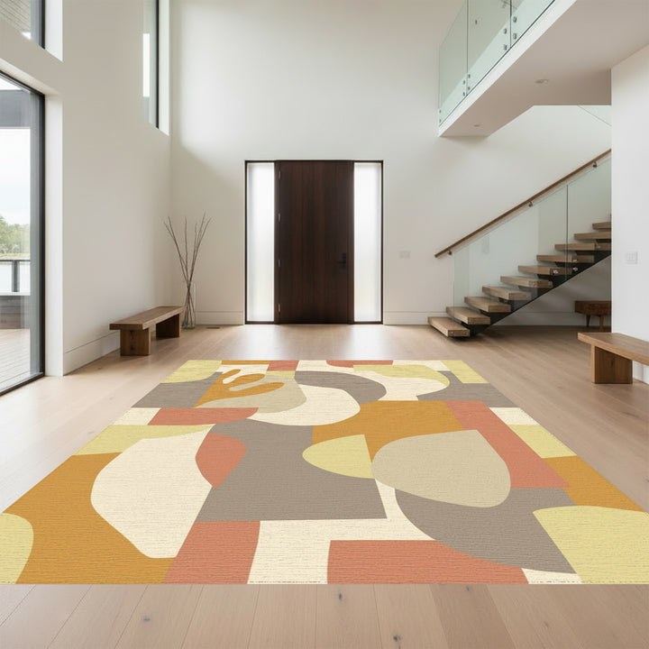 Earthy Tones Abstract Organic Shapes Rug