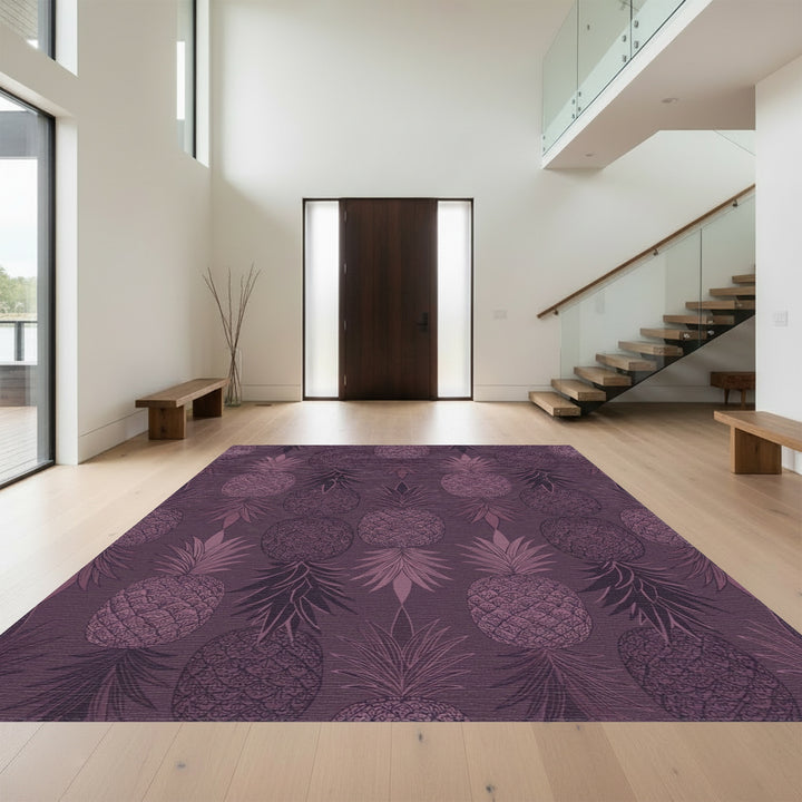 Purple Pineapple Botanical Illustration Rug