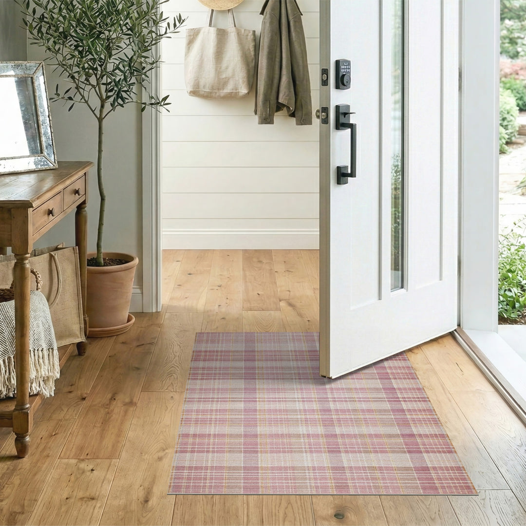 Pink Blush Pink Plaid Area Rug