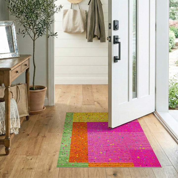 Abstract Area Vibrant Multi-Color Geometric Dot Area Rug