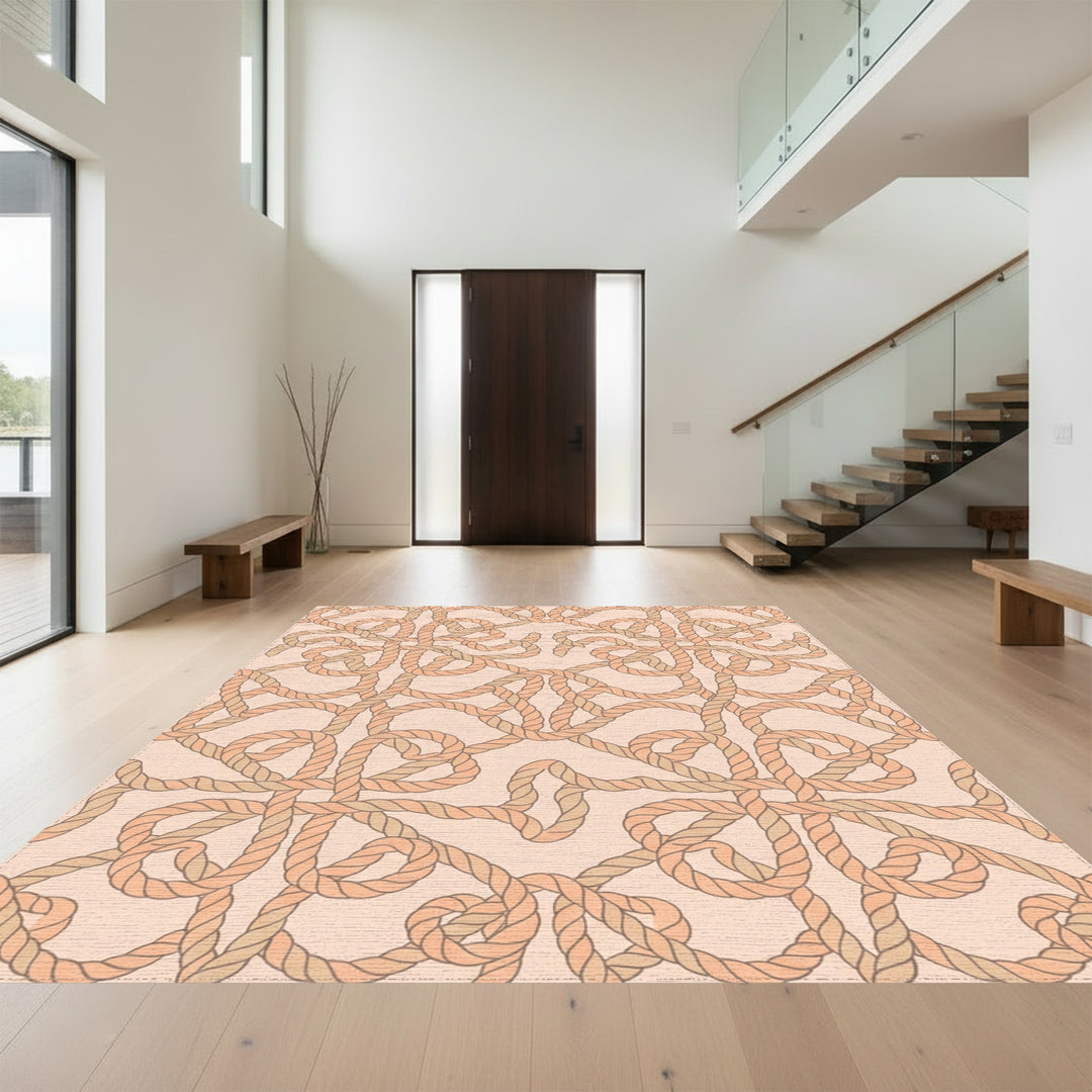 Nautical Rope Swirls Peach Rug