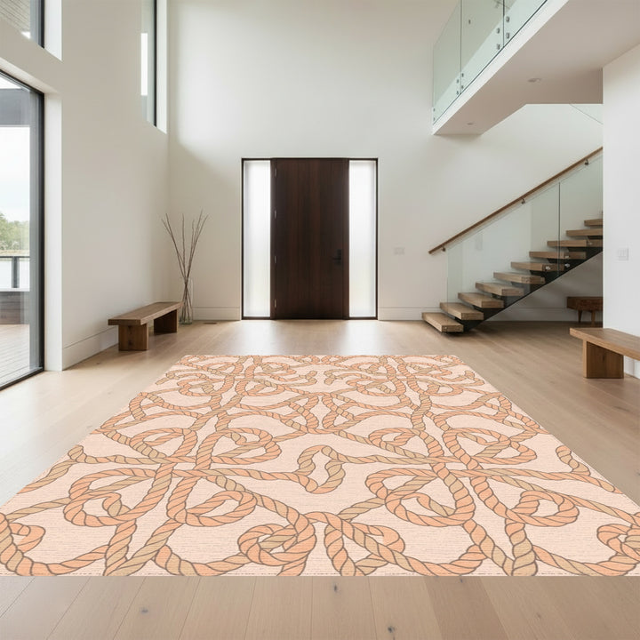 Nautical Rope Swirls Peach Rug