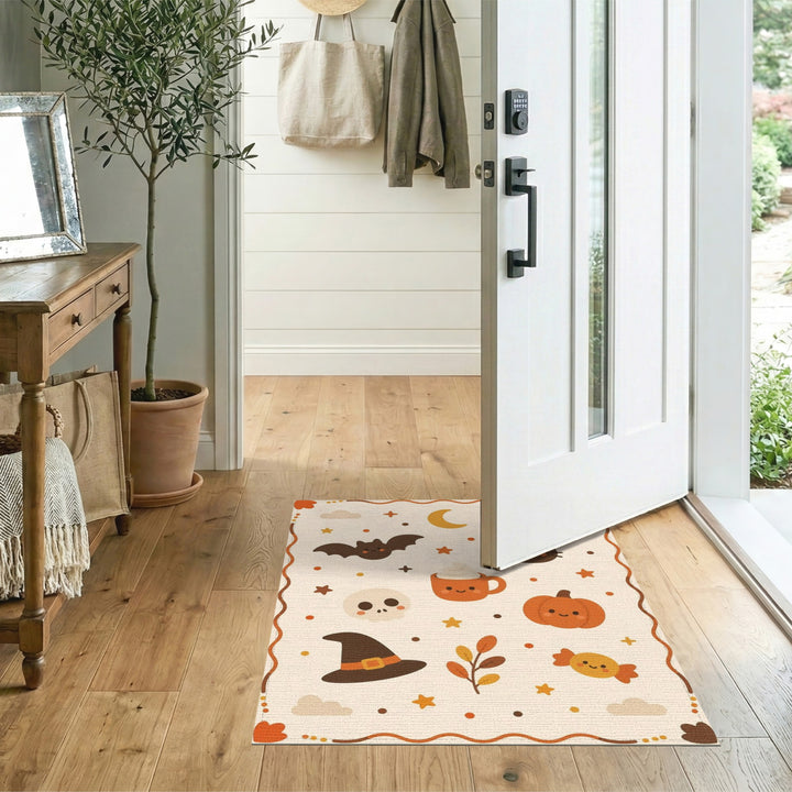 Orange Cute Halloween Kids Cartoon Area Rug