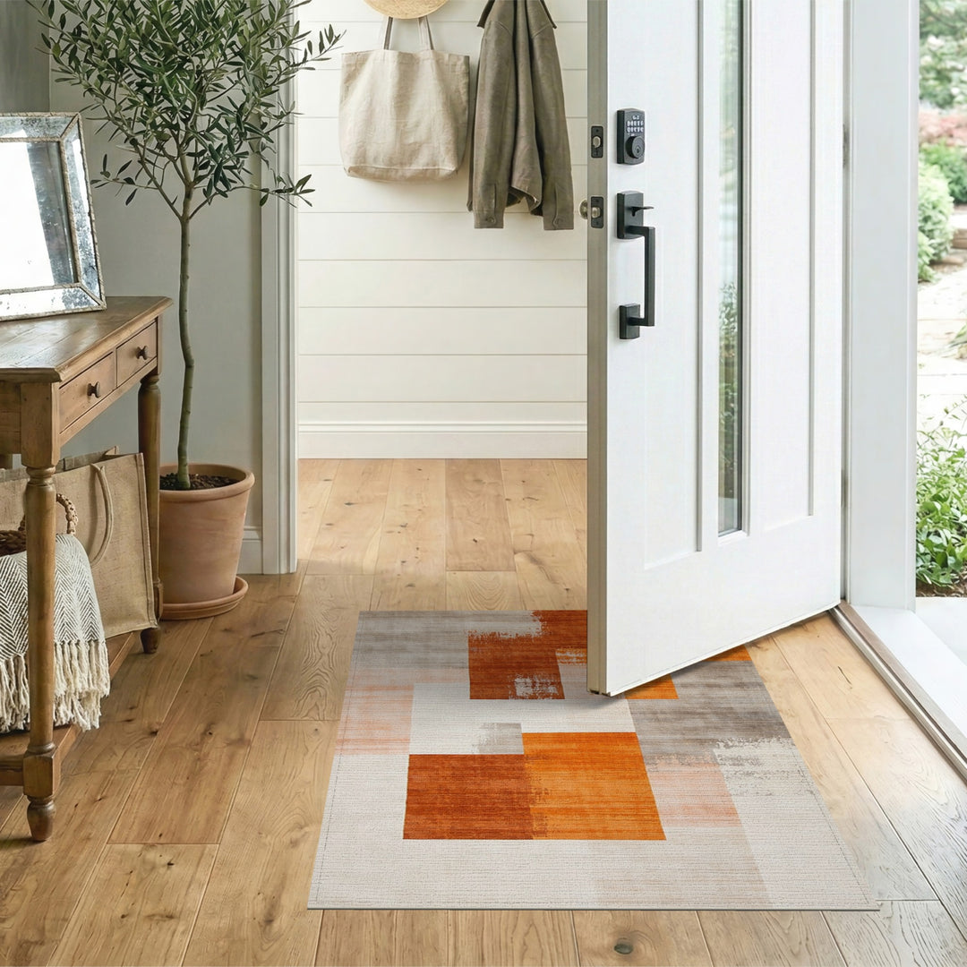 Abstract Area Orange Geometric Abstract Area Rug