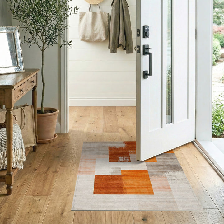 Abstract Area Orange Geometric Abstract Area Rug