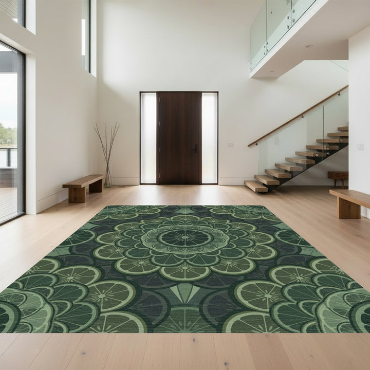 Emerald Citrus Mandala Rug