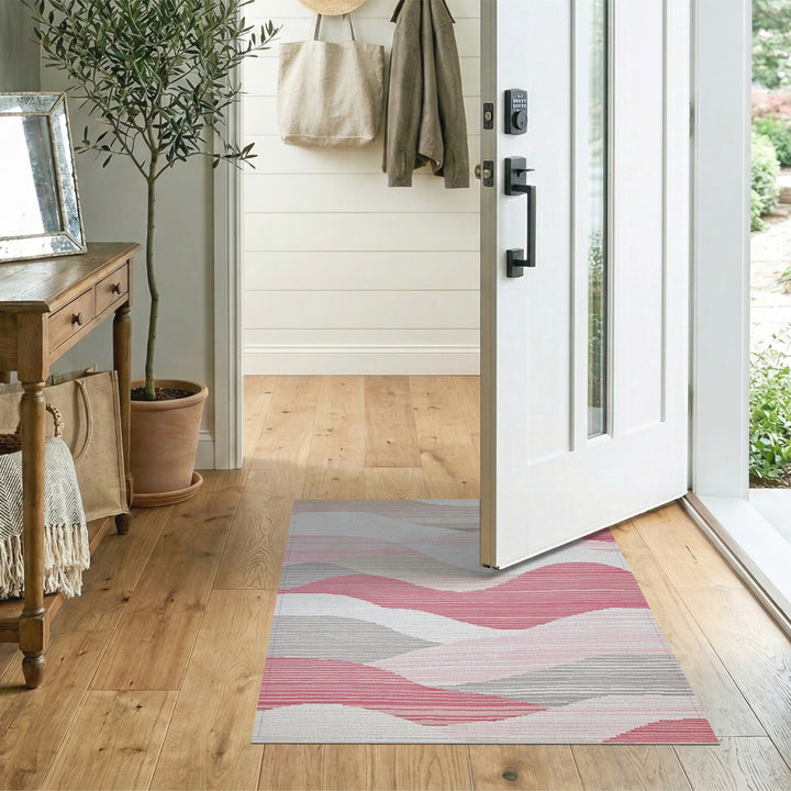 Pink Abstract Wave Area Rug