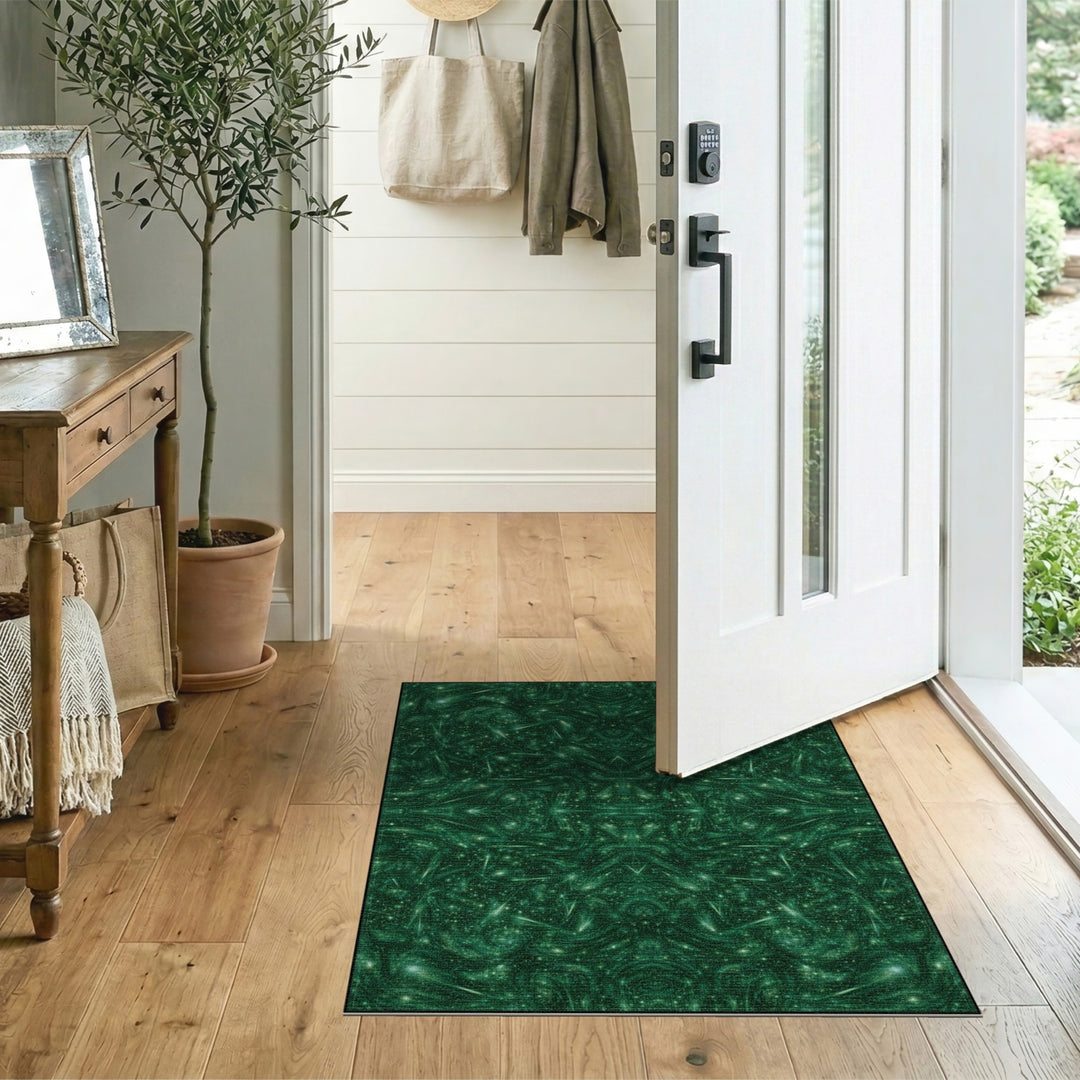 Emerald Nebula Green Abstract Area Rug