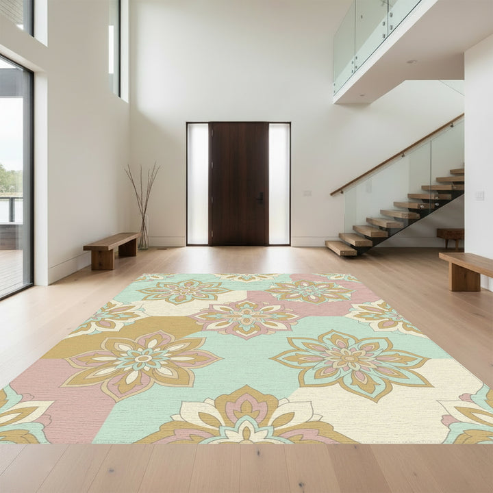 Pastel Mandala Patchwork Garden Rug