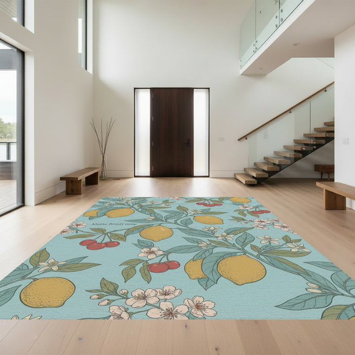 Vintage Yellow Lemon Cherry Blossom Rug