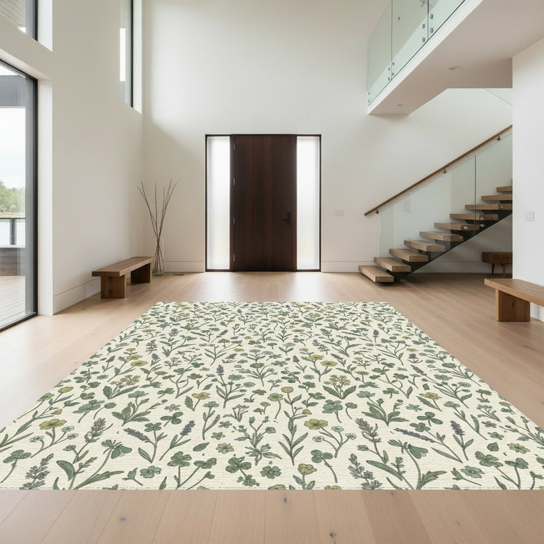 Vintage Verdant Meadow Floral Rug