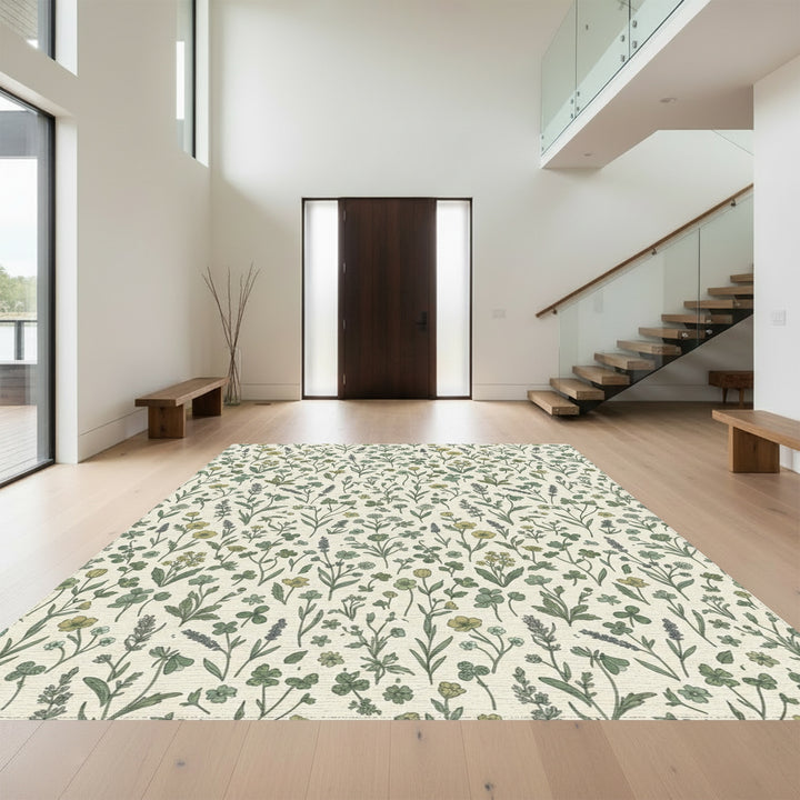 Vintage Verdant Meadow Floral Rug