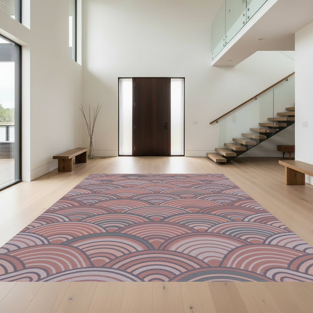 Terracotta Gray Rainbow Arc Rug