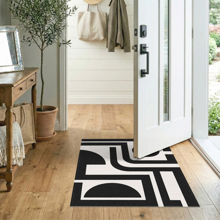 Black White Geometric Modern Area Rug