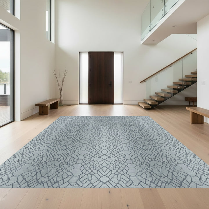 Cool Gray Cracked Texture Rug