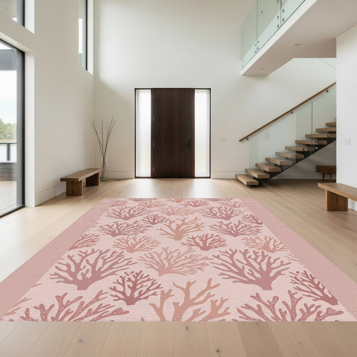 Soft Coral Branch Repeating Wallpaper Rug