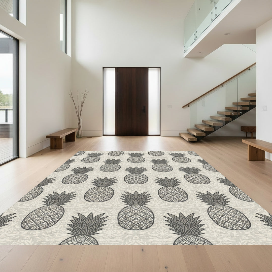 Neutral Gray Pineapple Repeat Rug