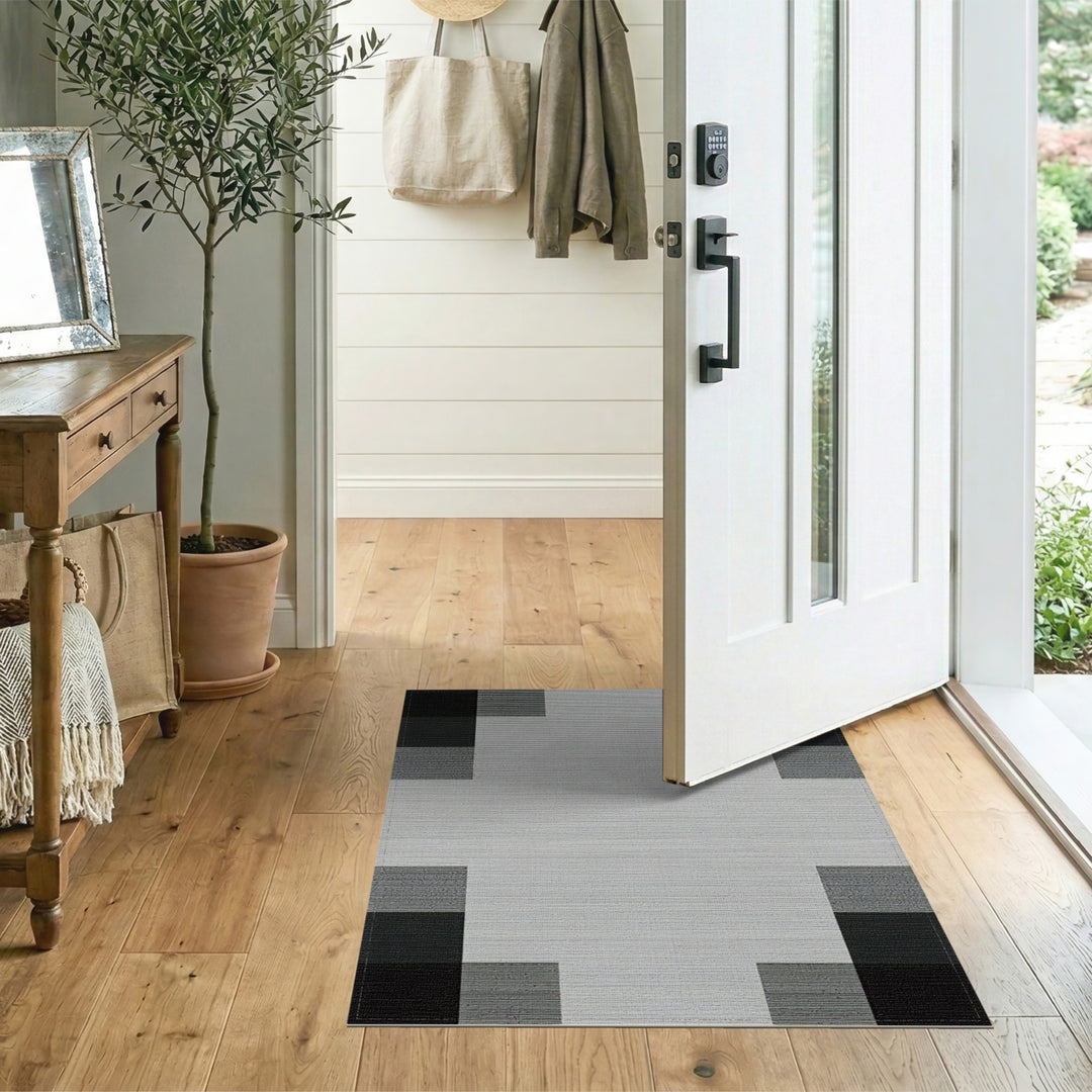 Black White Geometric Modern Area Rug