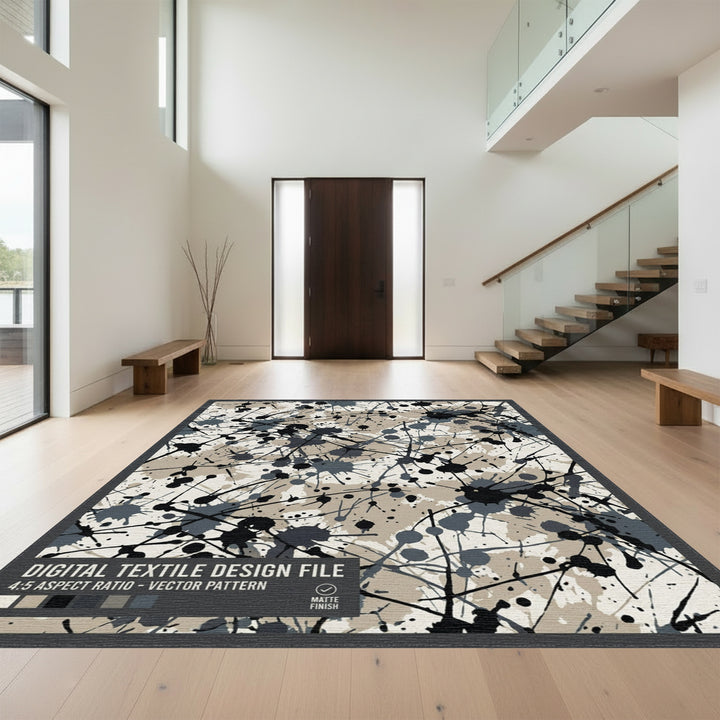 Earthy Neutral Splatter Abstract Rug
