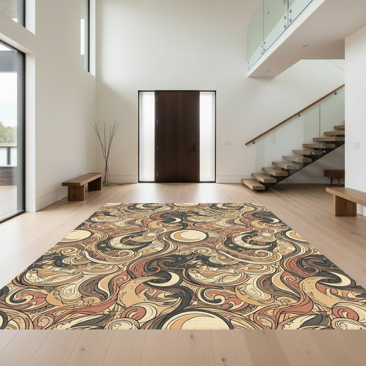 Nautical Celestial Swirls Moon Stars Rug