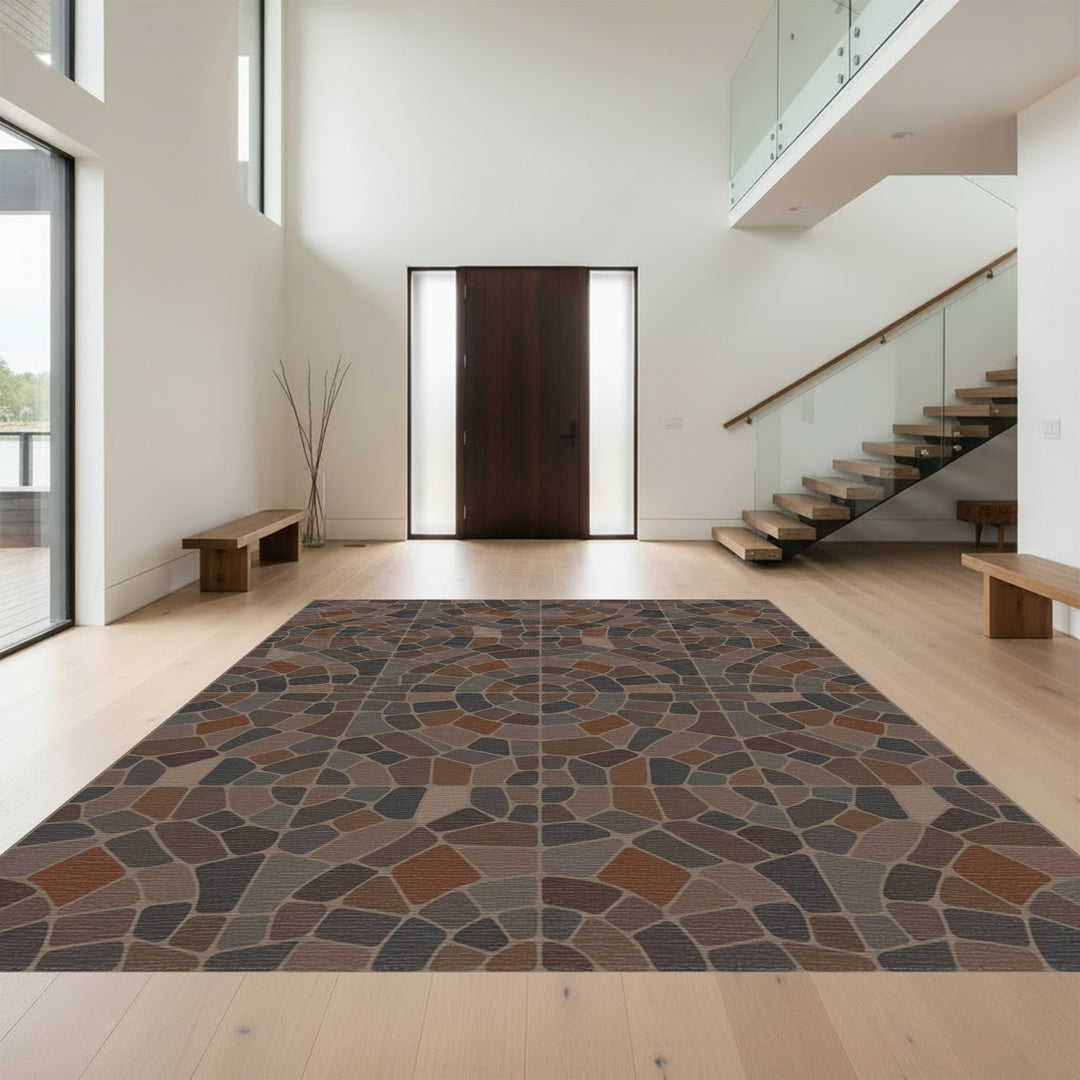 Brown Stone Garden Fan Rug