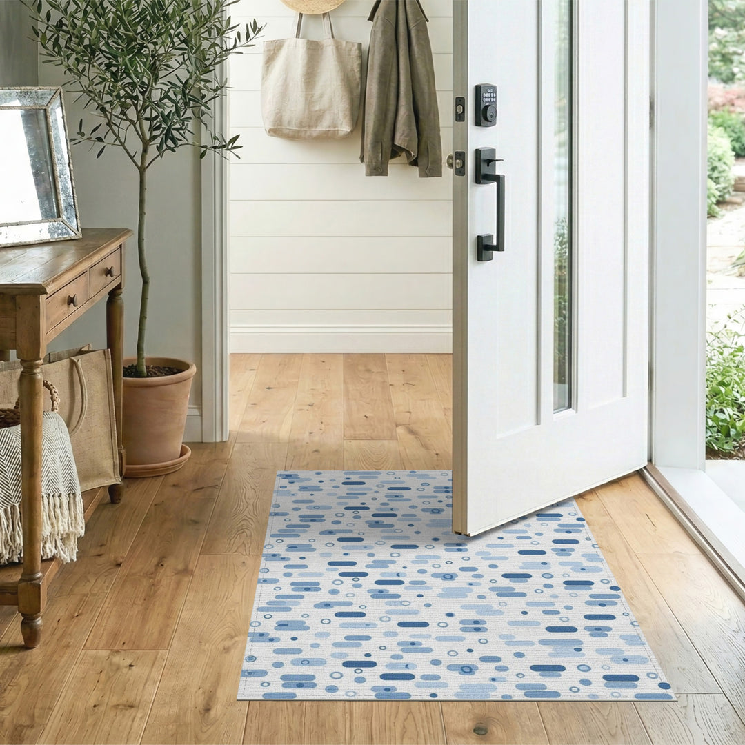 Modern Blue Geometric Blue and Teal Area Rug