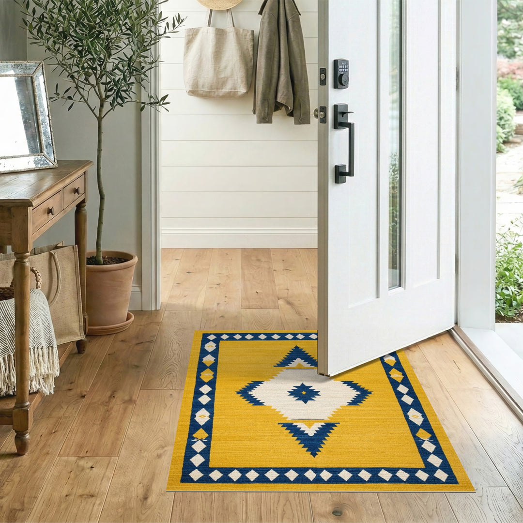 Yellow Southwestern Yellow Southwestern Geometric Area Rug