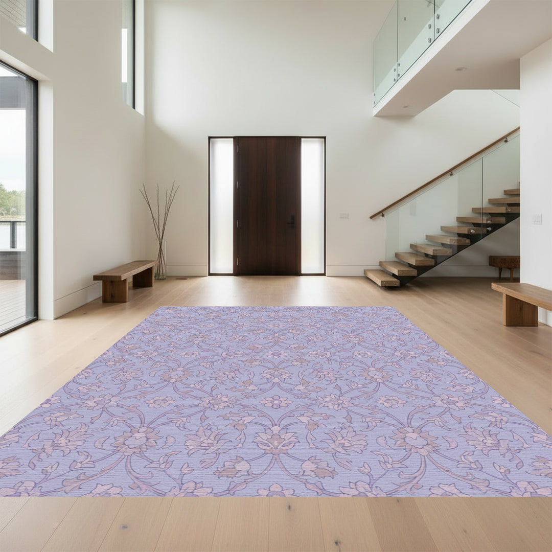 Lavender Floral Archway Intricate Detail Rug