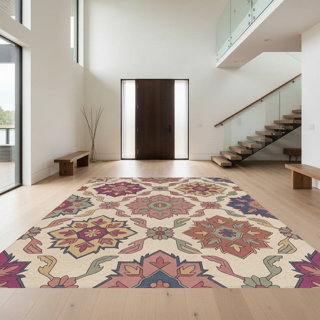 Rich Jewel Tone Medallion Garden Rug
