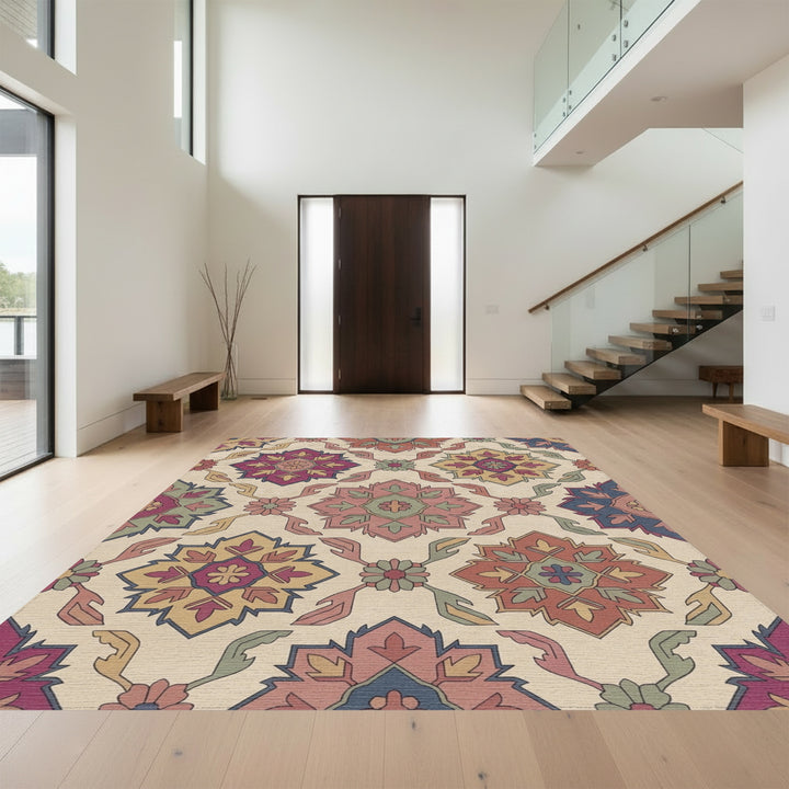Rich Jewel Tone Medallion Garden Rug